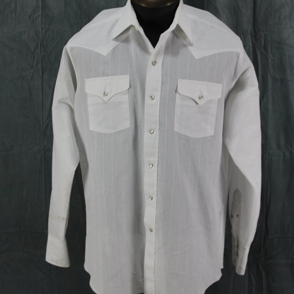 Vintage Western Shirt - White Pinstripe by Panhandle Slim - Men's Large
